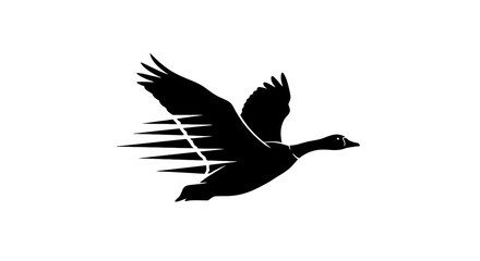 Obraz premium Silhouette of a goose in flight, depicted with speed lines, soaring gracefully.