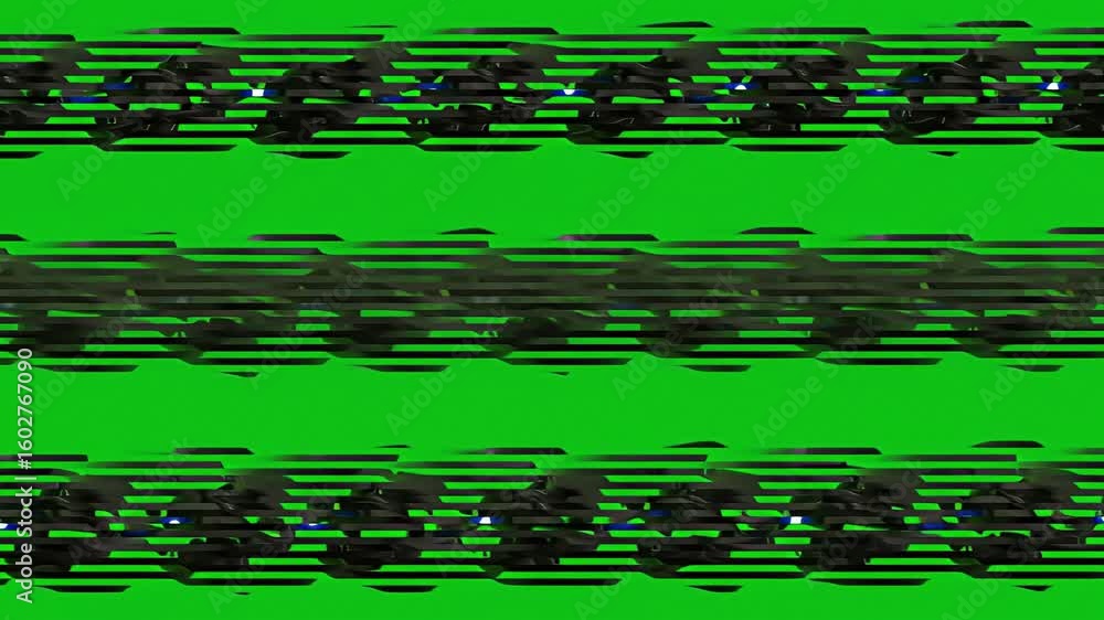 Poster abstract pattern of distorted shapes and lines creating a vibrant visual effect on a green backgroun