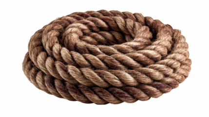 Coiled nautical rope in a close up shot shows a detailed, textured pattern on a black background providing a unique design element.