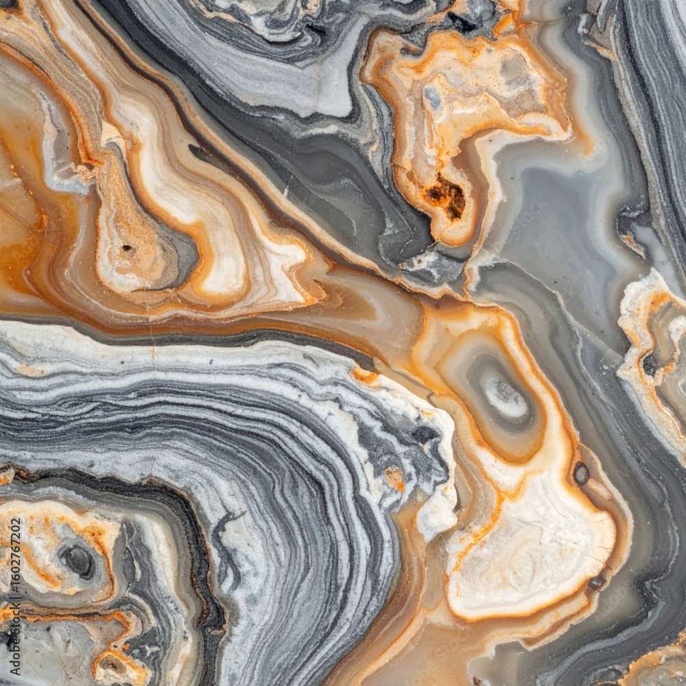 Poster abstract gray brown and orange agate stone texture background with layered pattern