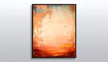 Abstract landscape painting in warm tones