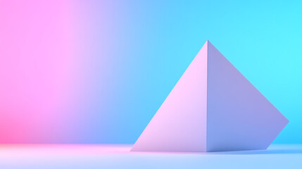 A 3D geometric pyramid model in vibrant pink and blue tones, perfect for modern design projects and creative backgrounds.