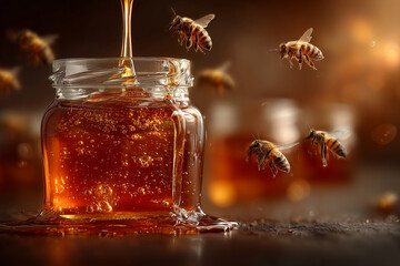 Fresh honey, ingredient for healthy food.
