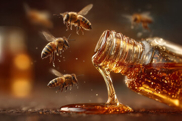 Fresh honey, ingredient for healthy food.