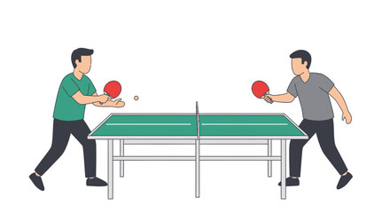 Two people playing table tennis, one hitting the ball with a paddle.