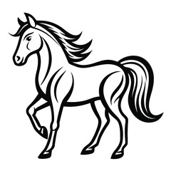 Obraz premium Horse animal black outline vector silhouette
