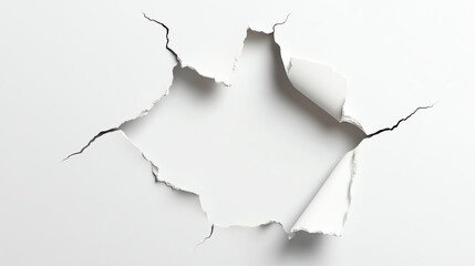 A close-up view of a torn piece of paper revealing a blank space behind. Ideal for backgrounds and creative designs.