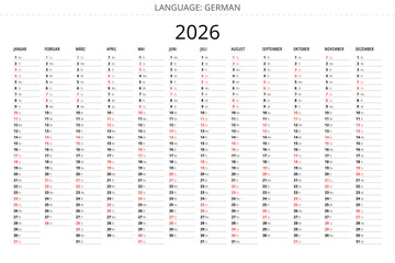 Simple 2026 german calendar planner minimalist design for Germany