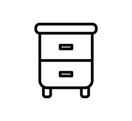 Minimalist Line Art Design of Wooden Nightstand with Two Drawers