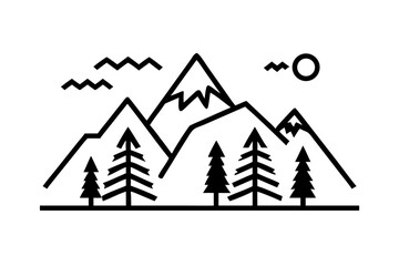 Obraz premium Minimalist mountain landscape vector art illustration nature outdoors design