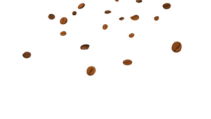Coffee beans flat design isolated flying falling decoration background vector illustration