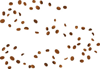 Wave of coffee bean isolated flying in air. curve swirl line vector illustration on transparent background