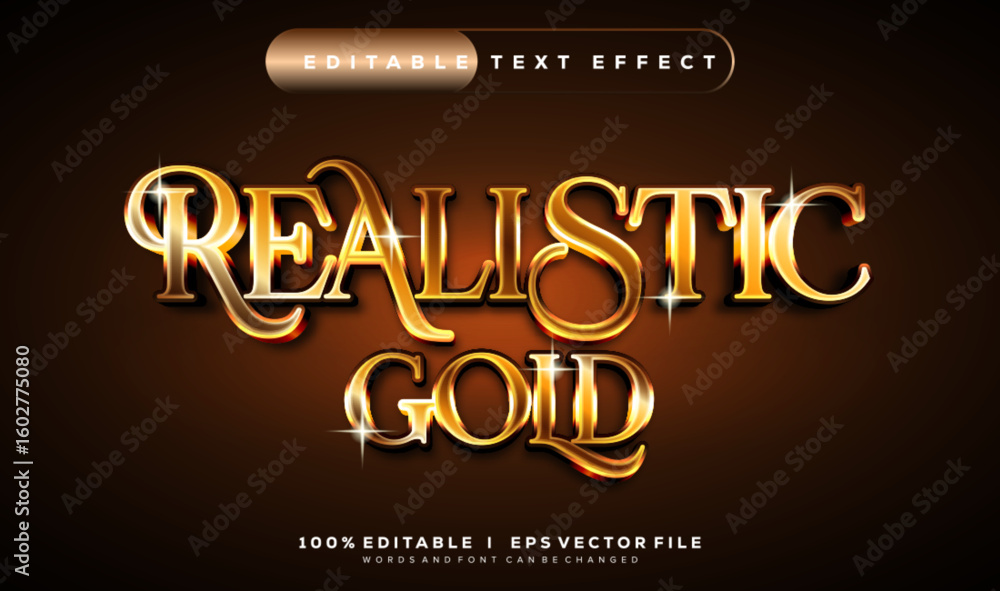 Poster realistic gold 3d vector text effect with modern style design