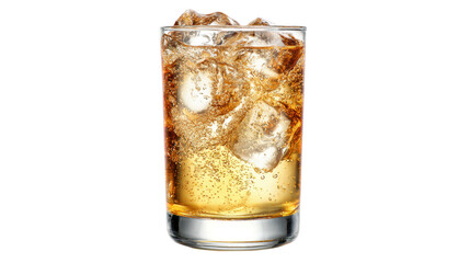 Ginger Ale with Ice Cubes in a Glass