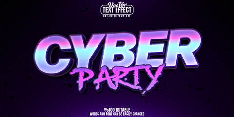 Cyber editable text effect, customizable party and music 3d font style