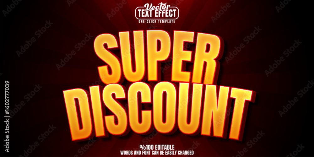 Poster discount editable text effect, customizable sale and super 3d font style