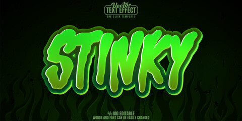 Stinky editable text effect, customizable trash and green 3d font style