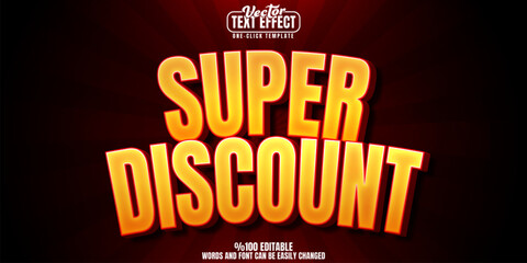 Discount editable text effect, customizable sale and super 3d font style