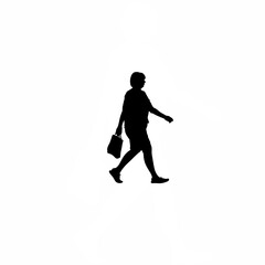 Silhouette of person pacing while waiting on white background