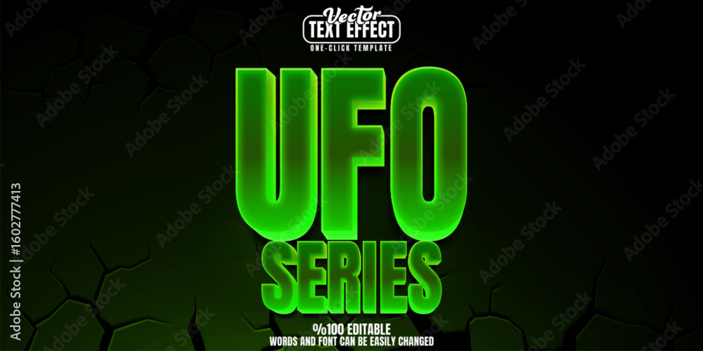 Aufkleber ufo editable text effect, customizable alien and saucer 3d font style