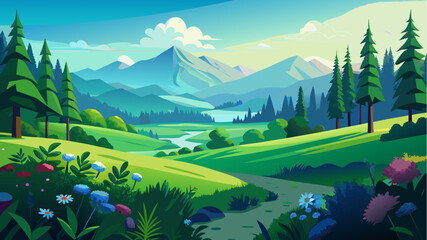 summer landscape with mountains