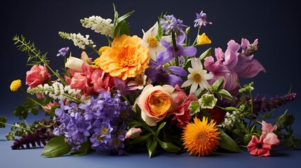 Obraz premium A photo of a bouquet of mixed summer flowers.