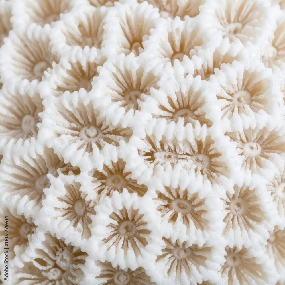 Poster detailed close up of white coral texture with intricate pattern and light shadow