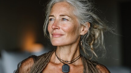 Mature Man Monitoring Hydration Levels with Smart Patch at Home