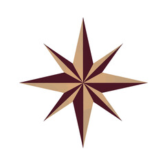 Obraz premium Direction compass silhouette in burgundy and sand colors on white, navigation concept