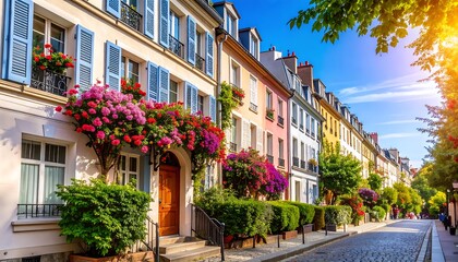 Colorful European street scene
