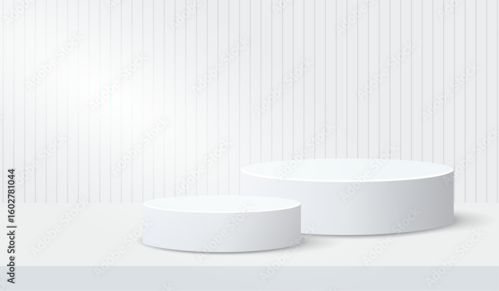 Poster podium abstract background. geometric shape. white colors scene. minimal 3d rendering. scene with ge