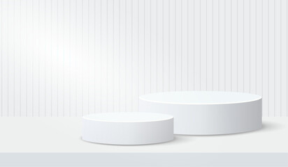 Podium abstract background. Geometric shape. white colors scene. Minimal 3d rendering. Scene with geometrical background.