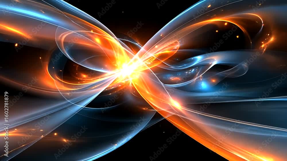 Poster abstract light trails with glowing energy core animation background