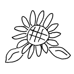 ひまわりのアイコン（線画）