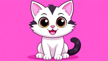 Cute cartoon cat sitting