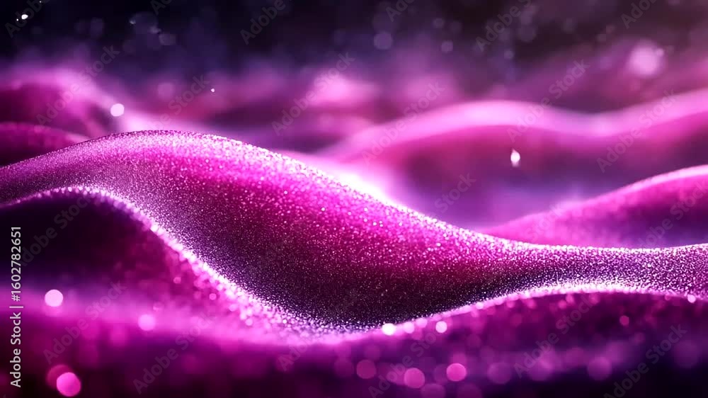 Aufkleber abstract magenta waves shimmering with light and particles in seamless loop