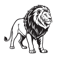 Obraz premium Stylized Lion Vector Powerful Black and White Drawing Showcasing Strength and Regal Presence