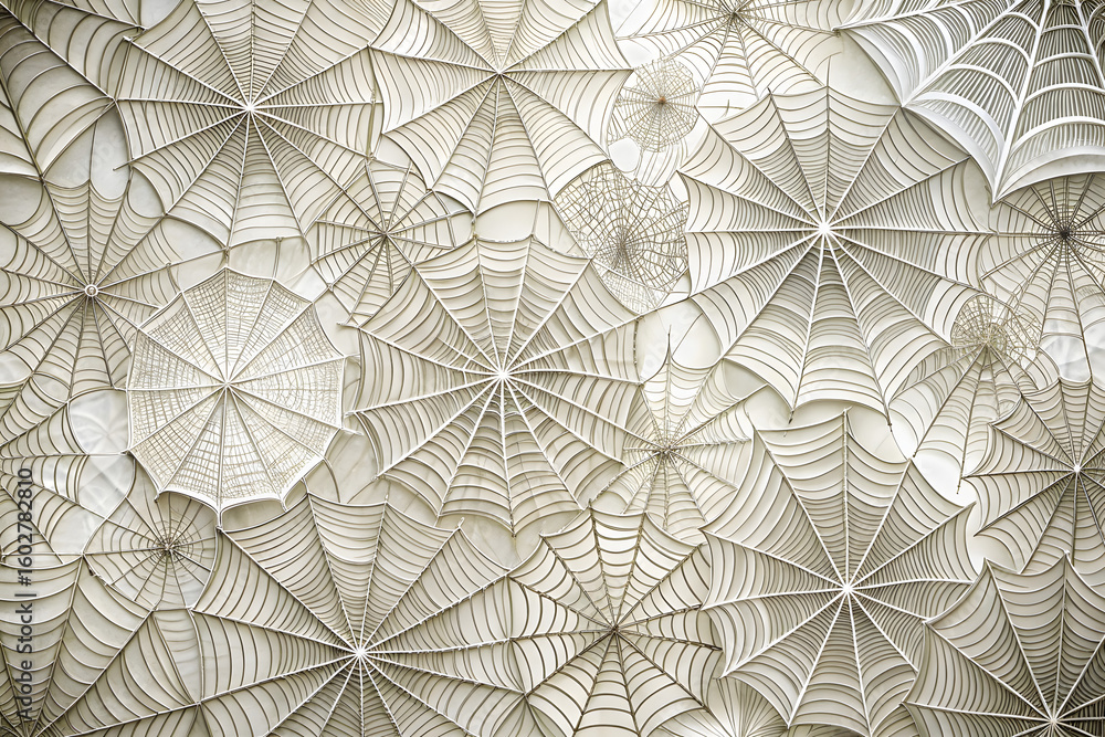 Poster an intricate and delicate pattern of numerous white spiderwebs creates a unique and detailed backgro