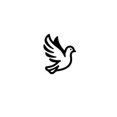 Obraz premium A simple black and white line drawing of a dove in flight on white background