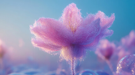 Delicate Pink Flower Blossom in Soft Light, Dreamy 3D Render