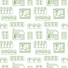 seamless pattern with outline farm