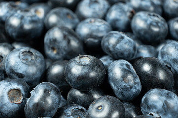 Blueberry Pile Macro Background. Healthy Vegan Superfood.