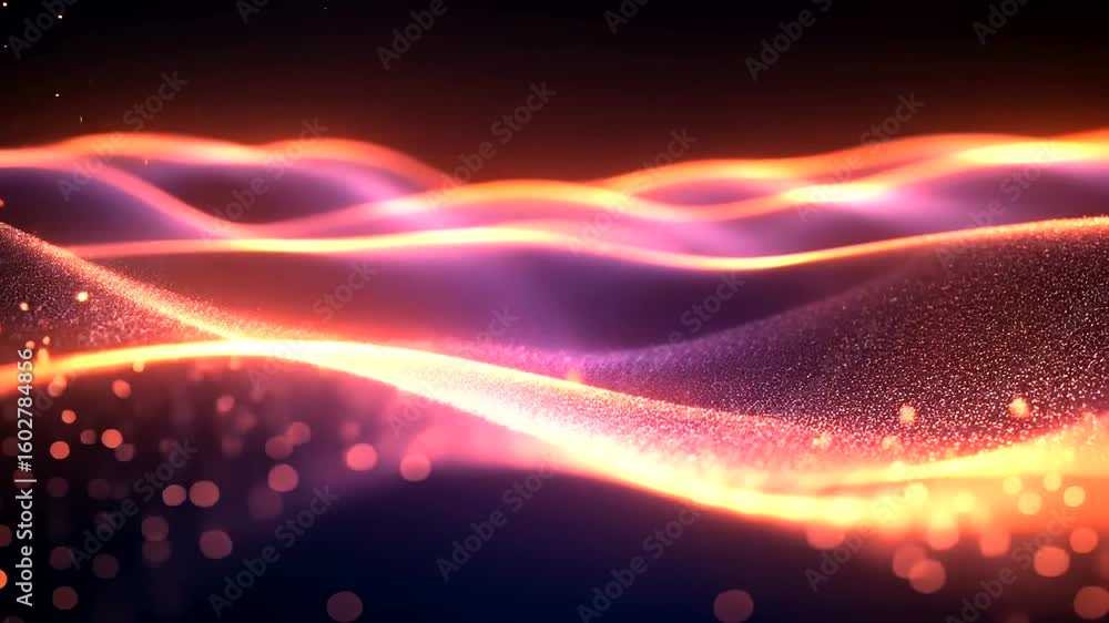 Poster abstract particle wave background with glowing lights and elegant movement