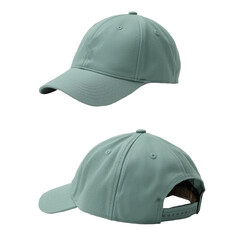 Soft Green Unisex Snapback Hat with Side and Rear View Presentation in Isolated Background