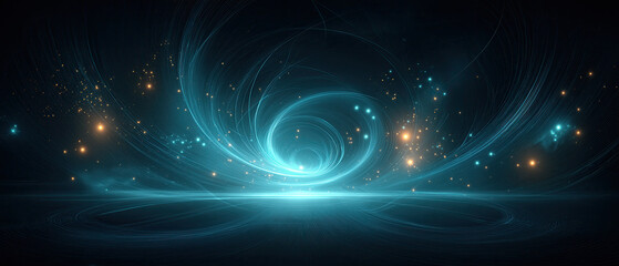 Neon‑Blue Digital Data Tunnel: Swirling Lines & Glowing Particles in Vortex