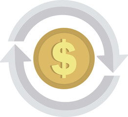 Coin Rotation Icon – Dollar Currency Loop Finance Symbol Vector PNG