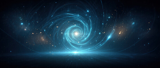 Neon‑Blue Digital Data Tunnel: Swirling Lines & Glowing Particles in Vortex