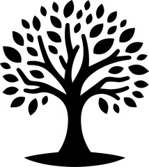 Tree Silhouette Icon with Leaves