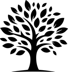 Tree Silhouette Icon with Leaves