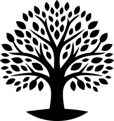 Tree Silhouette Icon with Leaves